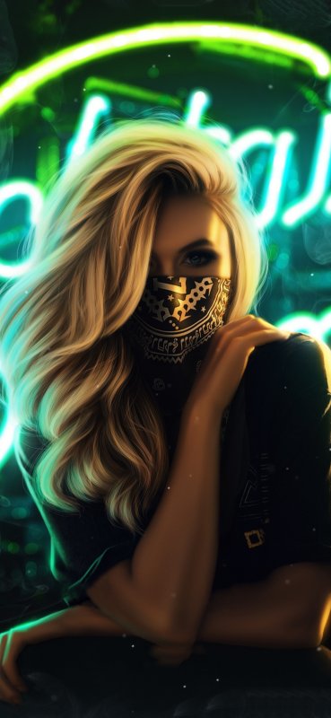 Девушка неон арт