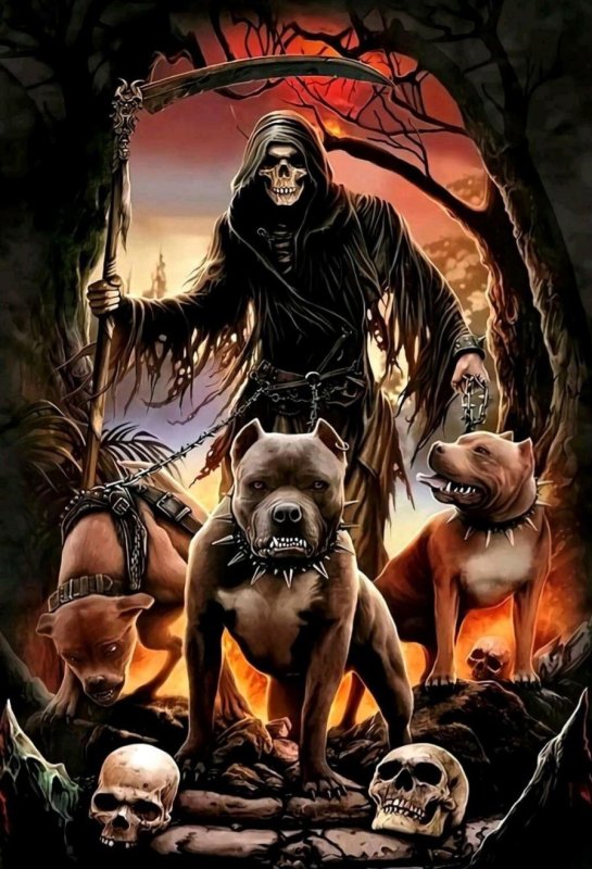 Тату смерть с Цербером