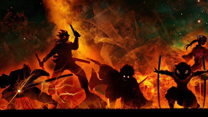 Фон клинок рассекающий демонов 4к