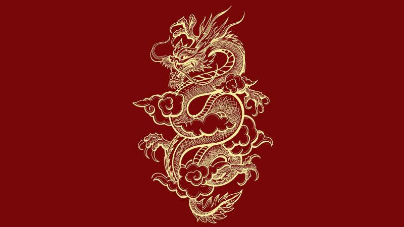 Японский дракон на черном фоне