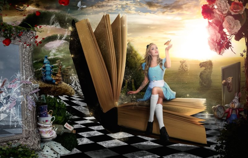 Алиса в стране чудес Зазеркалье фон