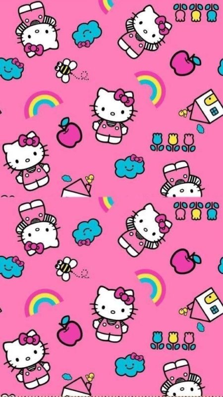 Розовые обои с Хеллоу Китти