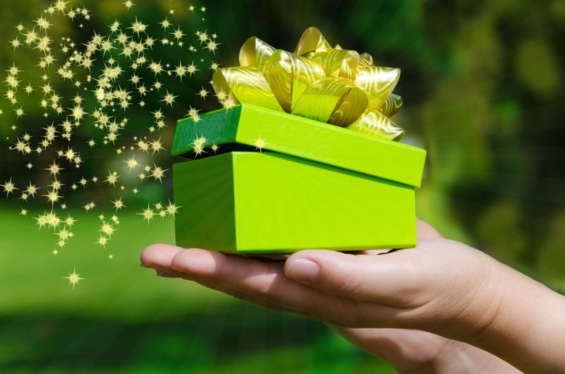 Красивый зеленый подарок