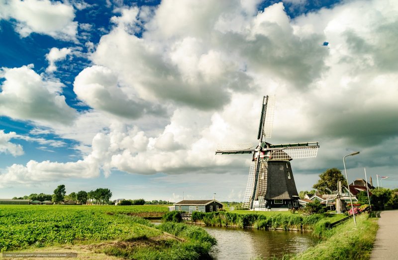 Пейзаж с мельницей