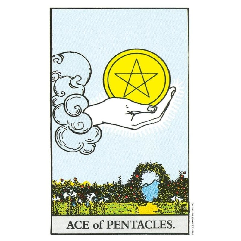 Туз пентаклей Таро Райдера Уэйта