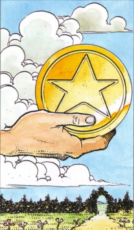 Туз пентаклей Райдер Уэйт