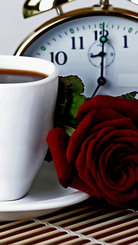 Чашка кофе и цветы