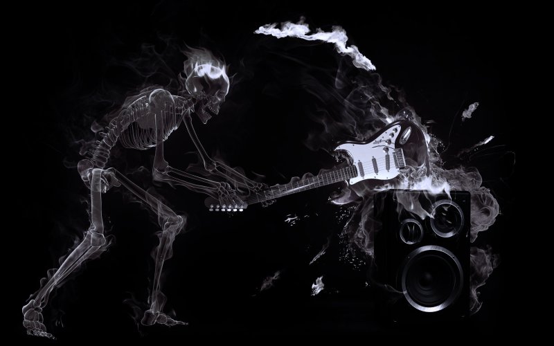 Скелет на черном фоне