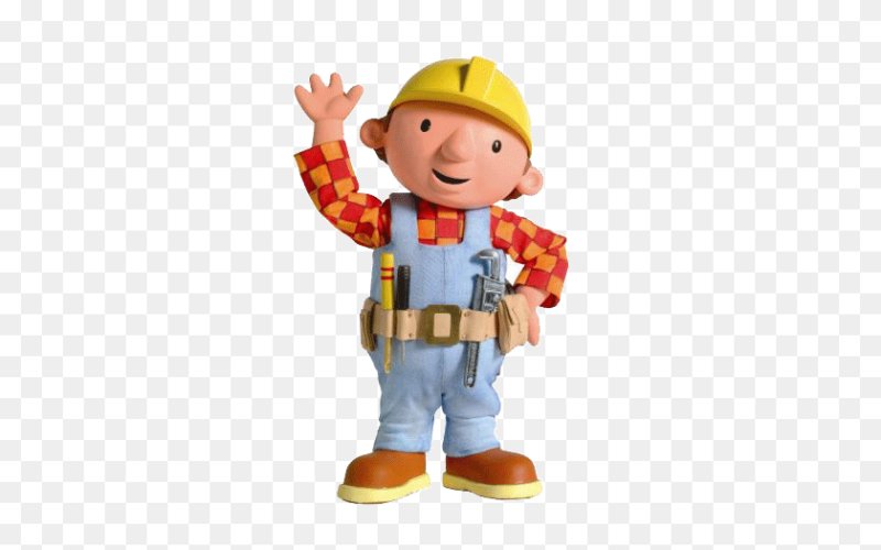 Строитель на прозрачном фоне