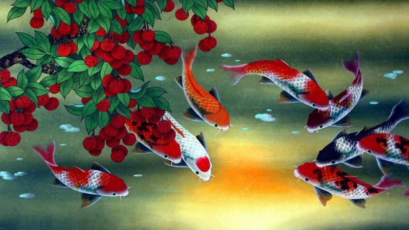 9 Карпов картина фэн шуй