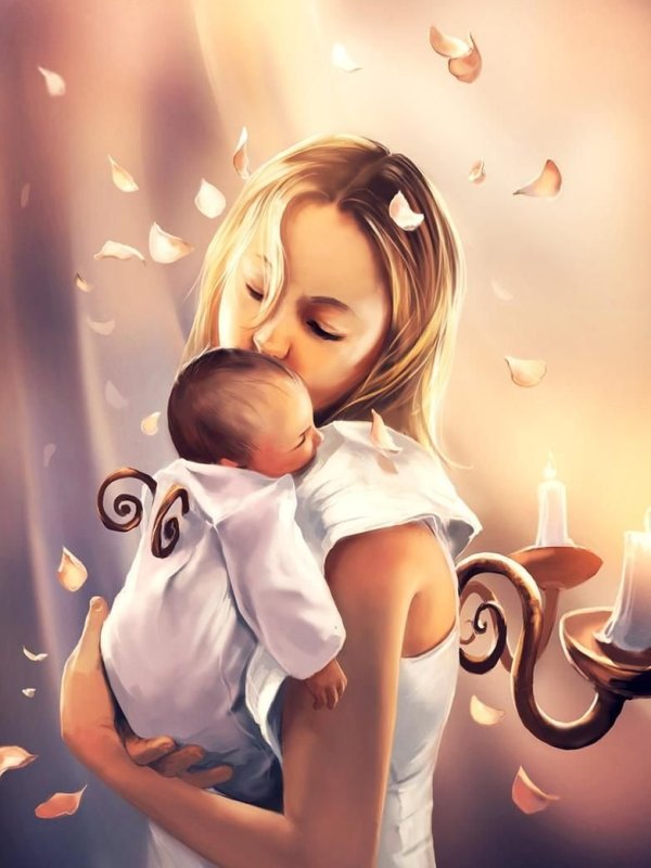 Арты девушка с ребенком