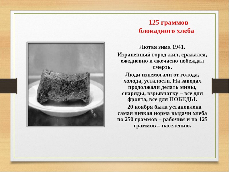 125 Грамм хлеба в блокадном Ленинграде