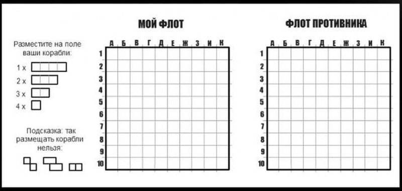 Поле морской бой 10 на 10