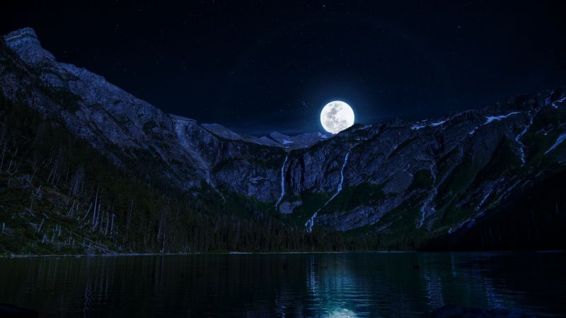 Штат Монтана ночь горы