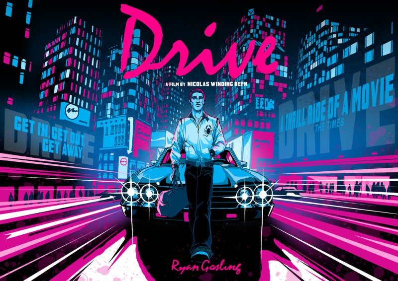 Райан Гослинг драйв арт ретровейв