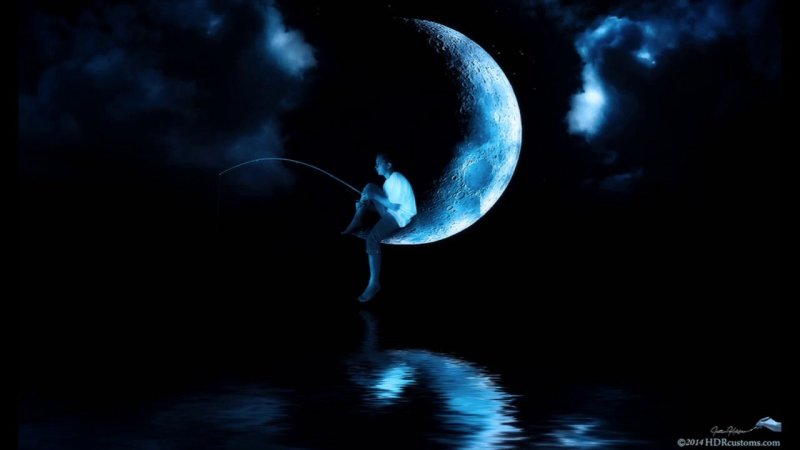 Человек с удочкой на Луне