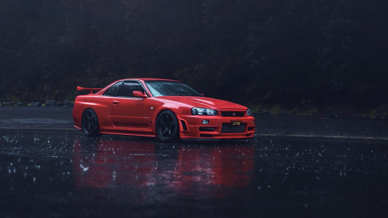 Nissan GTR r34 красный