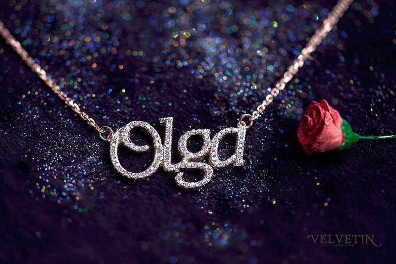 Золотая подвеска с именем Ольга