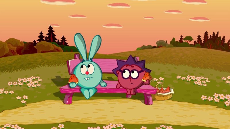 Смешарики Крош и Ежик скамейка