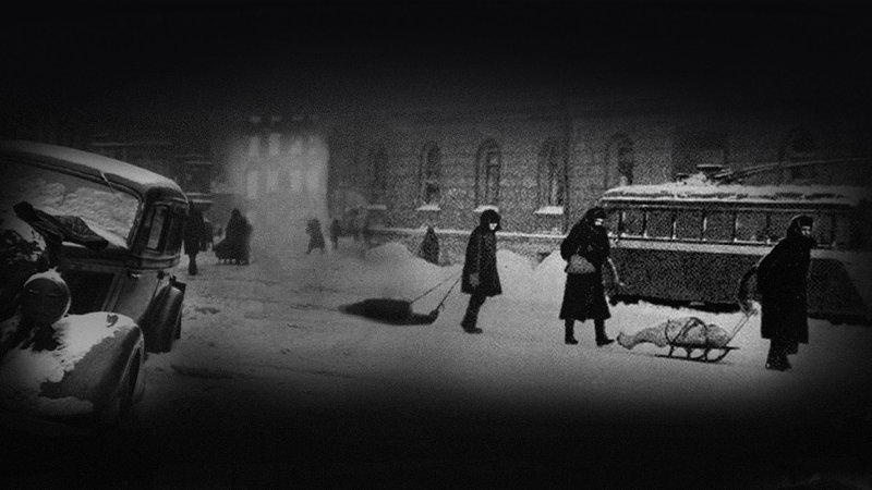 Блокадный Ленинград ночью