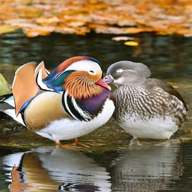 Утки мандаринки самец и самка