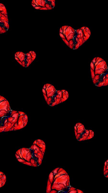 Много сердечек на черном фоне
