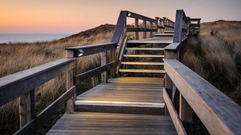 Деревянная лестница на склоне