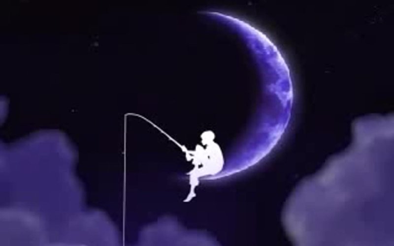 Мальчик рыбачит на Луне