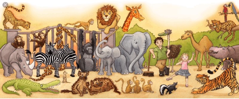 Зоопарк много животных