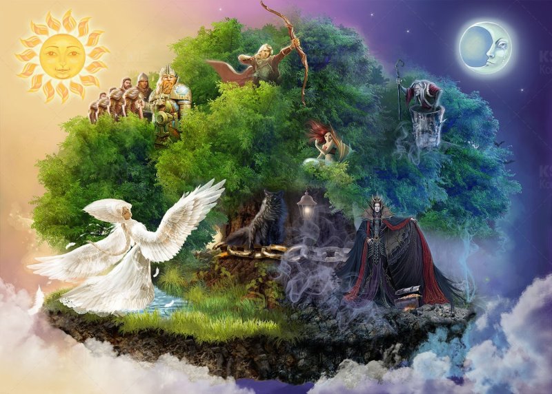 Сказочный мир у Лукоморья дуб зеленый