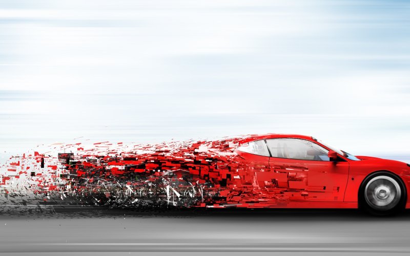 Красно белая машина