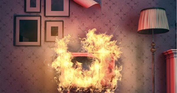 Горит телевизор