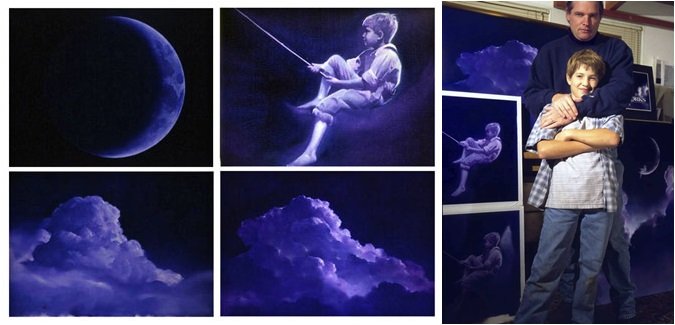 Парень на Луне с удочкой