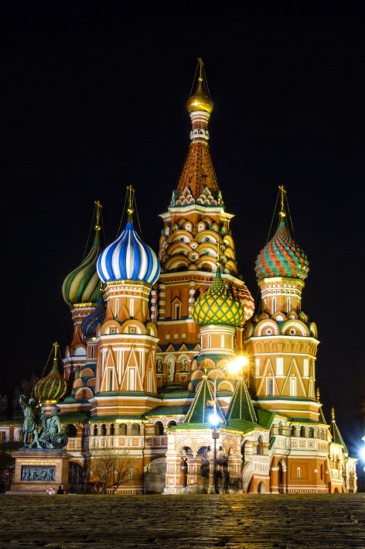 Храм Василия Блаженного ночью Москва