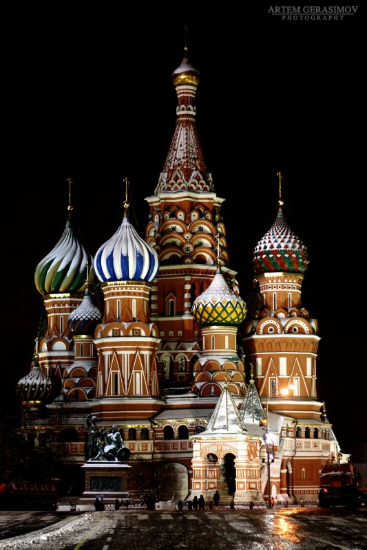 Храм Василия Блаженного и Кремль ночью