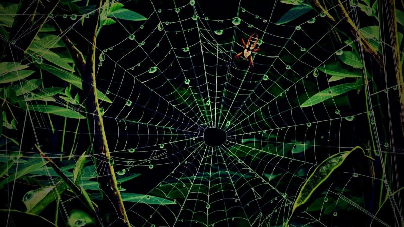Паук на паутине