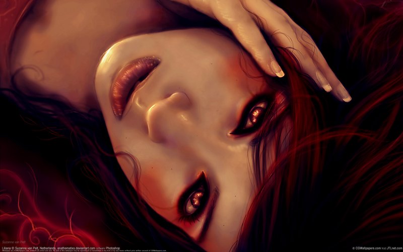 Девушка с красными глазами