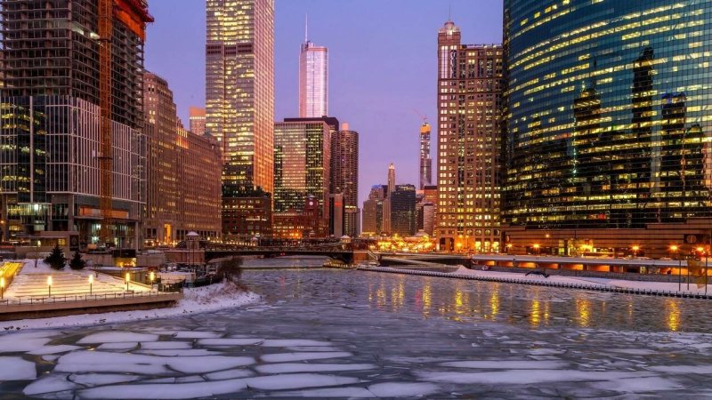 Чикаго Иллинойс зима