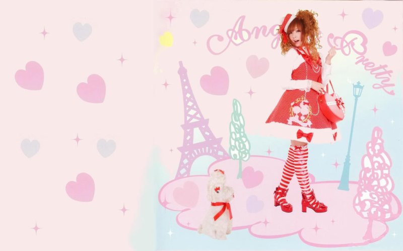 Девушка в стиле Лолита на белом фоне