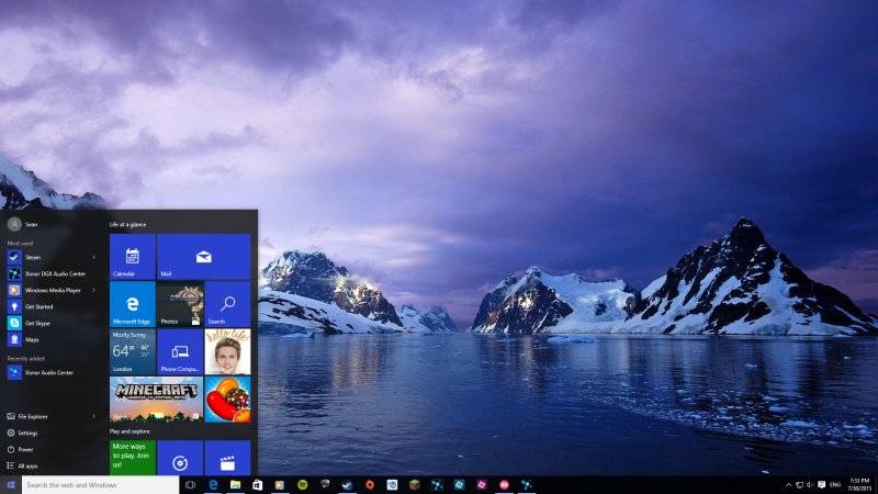 Рабочий стол Windows 10