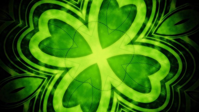 Зеленый Клевер четырехлистный