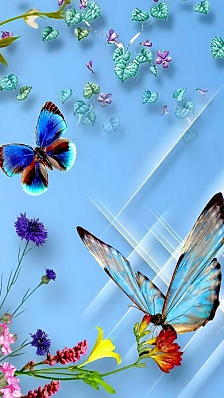 Пейзаж с бабочками