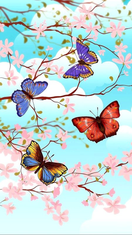 Летние цветы с бабочками