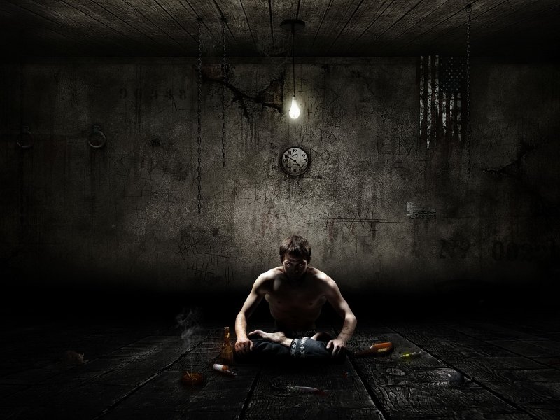 Одинокий человек в комнате