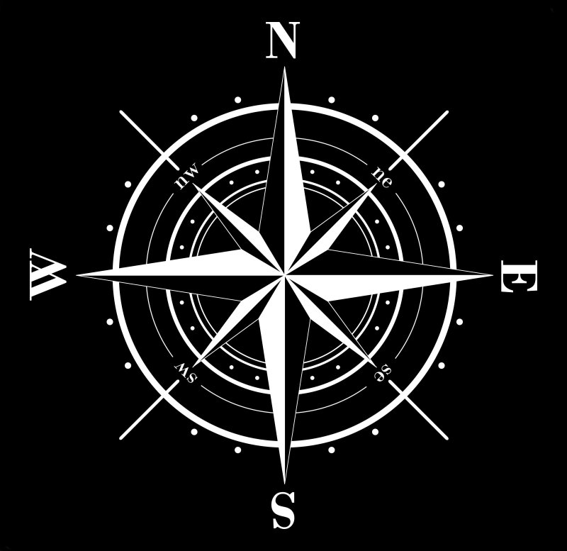 Роза ветров на темном фоне