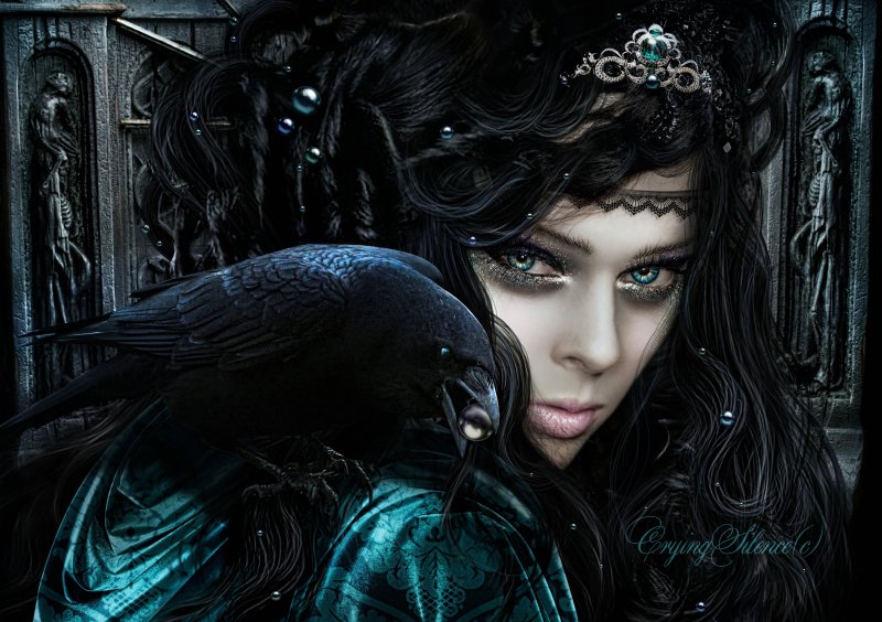 Девушка с вороном