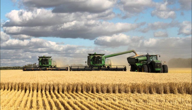 Комбайн Джон Дир в поле