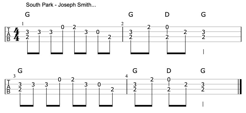 Южный парк на укулеле табы
