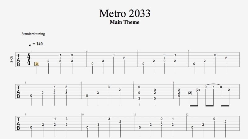 Табы метро 2033 на гитаре