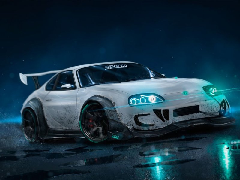 Toyota Supra дрифт неон